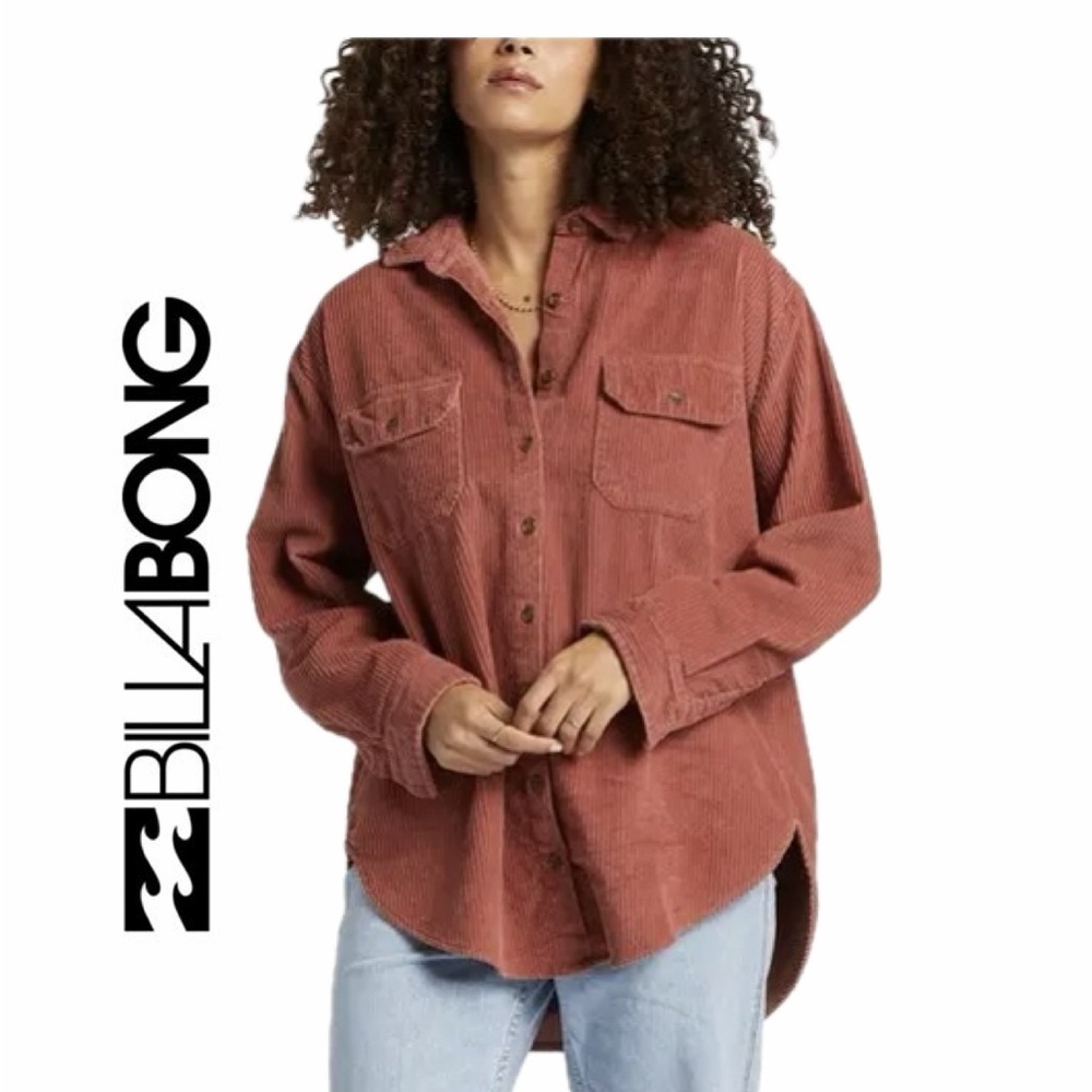 Billabong Corduroy Shacket Button Down Pockets Boyfriend Fit Sz S‎ Western core